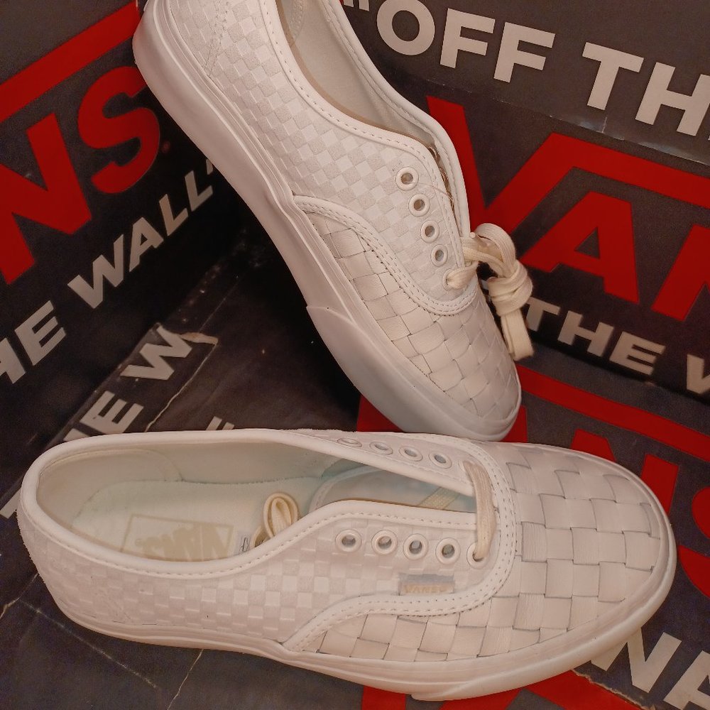 Vans Men's 5.5/Women's 7 Authentic White Woven Leather Platform 2.0-VN0A5KXA9GY